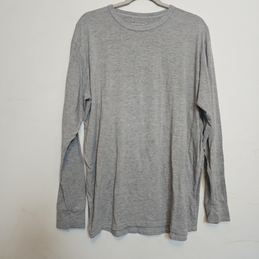 Vintage Wickers Men's XXL Long Sleeve Grey Pullover Tshirt Made In USA 90s Retro